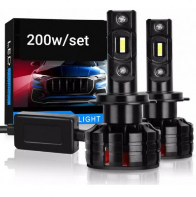 Set 2 becuri LED H4 V80, Canbus, 200W, lumina alb-rece, 12.000 lumeni foto