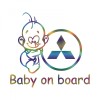 Sticker Mitsubishi Baby on Board , Autocolant Siguranta si Vizibilitate pentru Masina