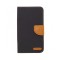 Husa textil Canvas pentru telefon 5.5 inci, dimensiuni interioare 155 x 85 mm, neagra-maro