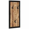 Cuier perete lemn masiv mango, 40x2x80 cm, 3 agatatori metalice, hol, living, baie. Stil modern