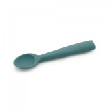 Lingurita BabyJem din silicon alimentar, Turcoaz, pentru bebelusi +6 luni, 12 cm