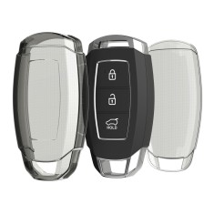Husa Cheie Auto Kwmobile pentru Hyundai 3 Butoane - Keyless Go, Transparent/Negru, Silicon, KWM000025JI001C