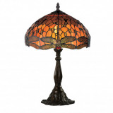 Lampa Tiffany din bronz cu libelule portocalii TIF110