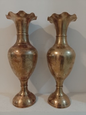 Superb set de 2 vaze din bronz gravate integral manual ,piese deosebite foto