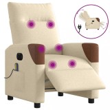 vidaXL Fotoliu electric de masaj rabatabil, crem, textil