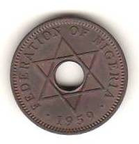 SV * Nigeria / Federatia Nigeriana ONE PENNY 1959 UNC + luciu monetarie
