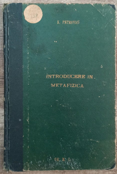 Introducere in metafizica - Ion Petrovici// 1924