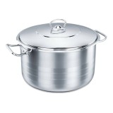 Oala cu capac din inox, 50 x 33 cm, capacitate 65 litri, compatibila cu toate tipurile de aragaz, Korkmaz