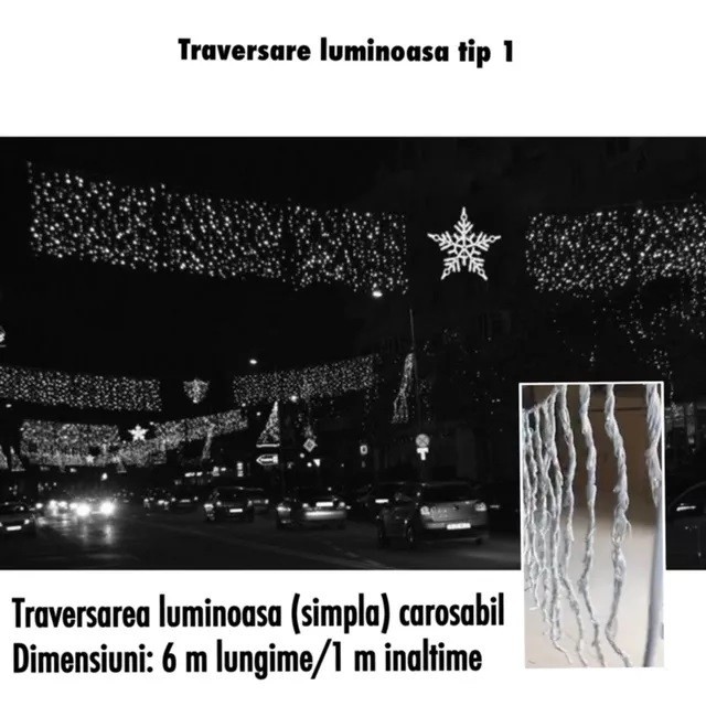 Traversari luminoase carosabil, iluminat festiv 2021, perdele luminoase