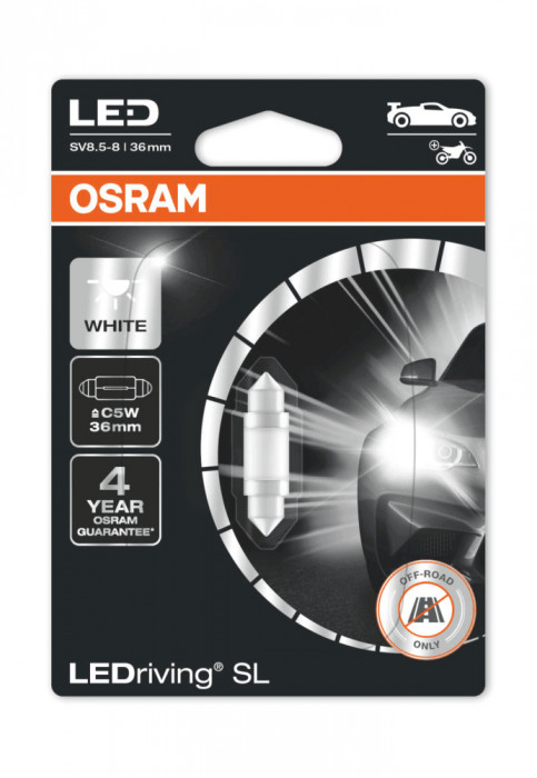 Bec LED sofit C5W Osram LEDriving SL 6000k 36mm numar plafon