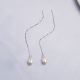Cumpara ieftin Cercei lungi din argint, stil lantisor, cu perle naturale de cultura, Kristine