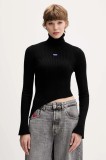 Hugo Blue pulover culoarea negru, light, cu guler, 50548163