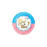 Farfurii din carton pentru Gender reveal, Boy or Girl, 18cm, 6buc