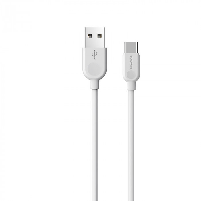 Cablu Date si Incarcare USB la USB Type-C Borofone BX14 LinkJet, 2 m, Alb