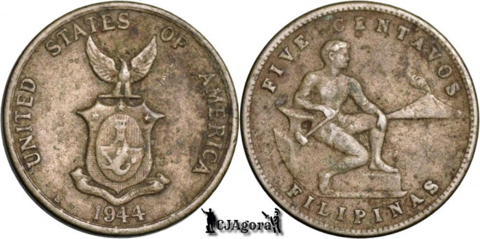 1944 S 5 Centavos - Filipine