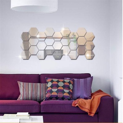 Oglinzi Decorative Hexagonale tip Fagure Hexagon pentru Baie si Living - 24 Bucati foto