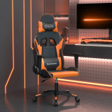 VidaXL Scaun de gaming de masaj, negru și portocaliu, piele ecologică