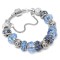 Brățară zodia Gemeni tip Pandora, suflată cu argint cu strasuri montate &icirc;n charmuri, bleu 19 cm