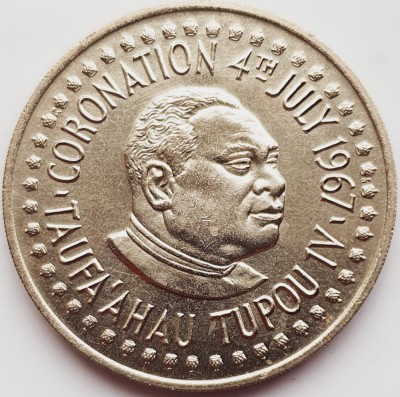 2410 Tonga 50 seniti 1967 Taufa&amp;#039;ahau Tupou IV (Coronation) km 15 UNC foto