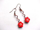 cercei cupru si flori rosii de fimo 34076