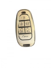 Husa Cheie Hyundai Tucson, 2022-2024, Smartkey, 6 Butoane, Tpu, Alb cu contur silver AutoProtect KeyCars