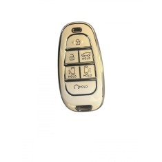 Husa Cheie Hyundai Tucson, 2022-2024, Smartkey, 6 Butoane, Tpu, Alb cu contur silver