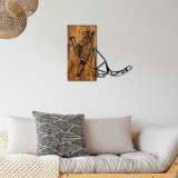Decoratiune de perete, Cat, 50% lemn/50% metal, Dimensiune: 65 x 58 cm, Nuc / Negru, Skyler