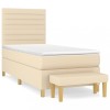 Pat box spring cu saltea, crem, 90x190 cm, textil