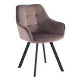 Cumpara ieftin Scaun de design catifea taupe metal negru Petin 58.5x62x84.5 cm