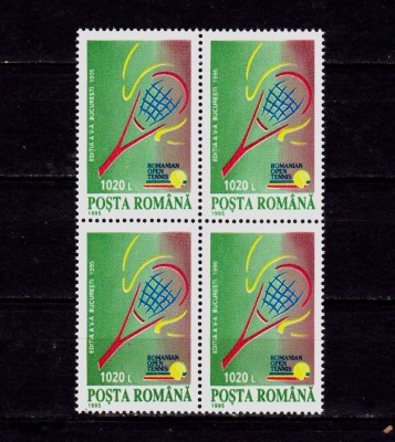 ✅ RO 1995 ,LP 1391 ,&amp;quot;A V-a editie &amp;quot;Open Tenis Bucuresti&amp;quot;&amp;quot; , bloc de 4, MNH foto