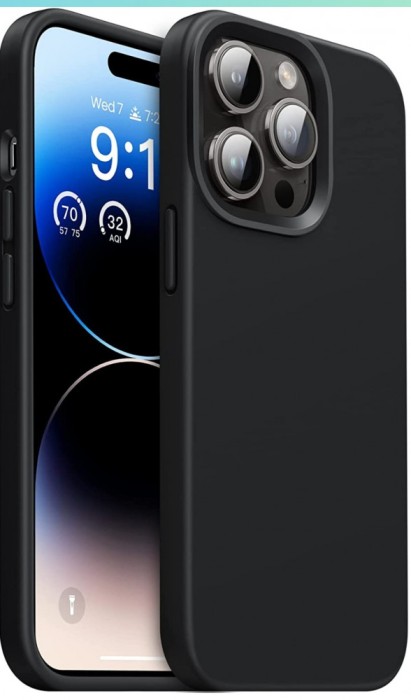 Huse silicon antisoc cu microfibra pentru Iphone 14 Pro Negru