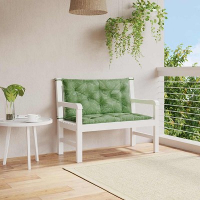 vidaXL Perne bancă de grădină 2 buc. model frunze 100x50x7 cm textil 361675 foto