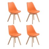 SET 4 SCAUNE CELIA - CADRU LEMN FAG - IMITATIE PIELE DIVERSE CULORI - Celia rosu