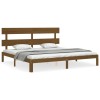Cadru pat cu tablie, maro miere, 200x200 cm, lemn masiv