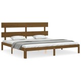 Cumpara ieftin Cadru pat cu tablie, maro miere, 200x200 cm, lemn masiv