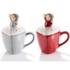 Set 2 cani ceramica Craciun 9.5x8.5x8.5 cm, 300 ml