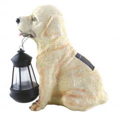 Lampa solara LED Dog, caine cu felinar, rasina, plastic, H 25 cm foto