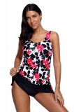 SW1232-151 Costum de baie din 2 piese model tankini cu imprimeu floral, S