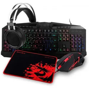 Kit Gaming Redragon S112 , Gaming Essentials 4 in 1 negru iluminare RGB foto