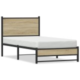 Cumpara ieftin Cadru pat metalic fara saltea, stejar sonoma, 90x200 cm