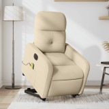 VidaXL Fotoliu electric de masaj rabatabil cu ridicare, crem, textil