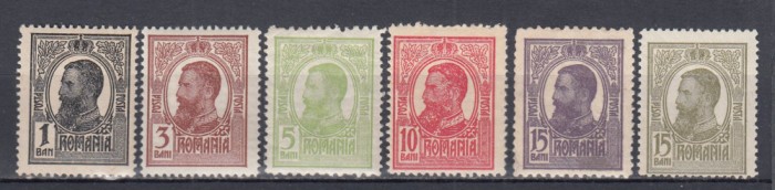 ROMANIA 1909/1914 LP 67 REGELE CAROL I TIPOGRAFIATE GUMA ORIGINALA SERIE SARNIERA