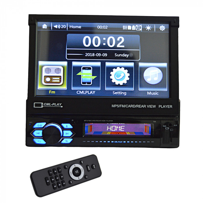 MP5 Player CTC708, ecran retractabil 7&rdquo;, 1DIN, 4x60W, touchscreen