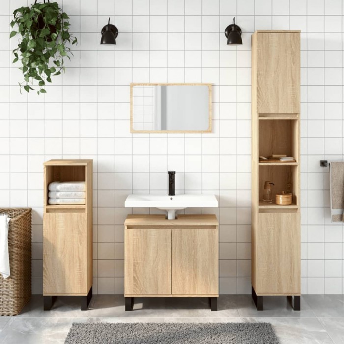 Gossi dulap de baie, stejar sonoma, 58x33x60 cm, lemn prelucrat
