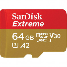 Card Sandisk Extreme R170/W80 microSDXC 64GB UHS-I U3 A2 Clasa 10 cu adaptor SD foto