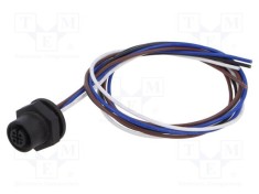 Conector M12 soclu mamă 4 pini 4A 250V IP67 drept cablu LUTRONIC 0,5m
