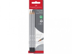 Creion HB cu guma Faber-Castell Grip 2001, 3 buc blister