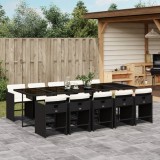Cumpara ieftin Gossi set mobilier de exterior cu perne, 11 piese, negru, poliratan