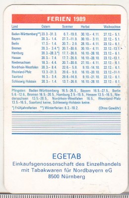 bnk cld Calendar de buzunar - 1989 - RFG foto