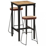 Set de bar, 3 piese, lemn masiv de mango brut și metal